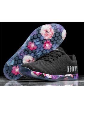 NOBULL Trainers Size 10 Black Floral Sole | Cross Training Gym Shoes